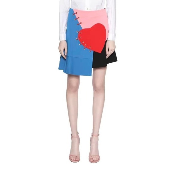 Vivetta Heart Patchwork Color Block Mini Skirt | art girl whimsigoth size 38 - Picture 3 of 11